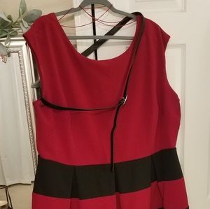 Tiana B. Red and Black Striped Sleeveless Dress